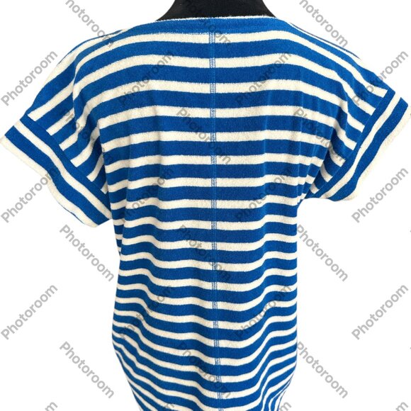 Blue and White Striped Women's Blouse - Picture 3 of 5